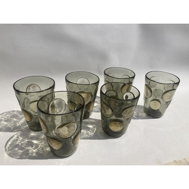 Stupendous set of water glasses "Victory": perfect also for Tequila: Six different Murano glasses. A fantastic example of...