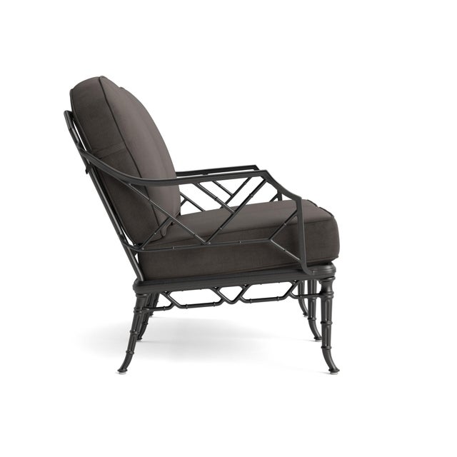 Contemporary Brown Jordan Calcutta Loveseat, Textured Pewter frame with Fusion Charcoal fabric For Sale - Image 3 of 11