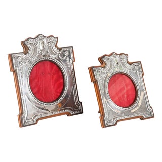 Antique Sterling Silver Photo Frames, 1890s, Set of 2 For Sale