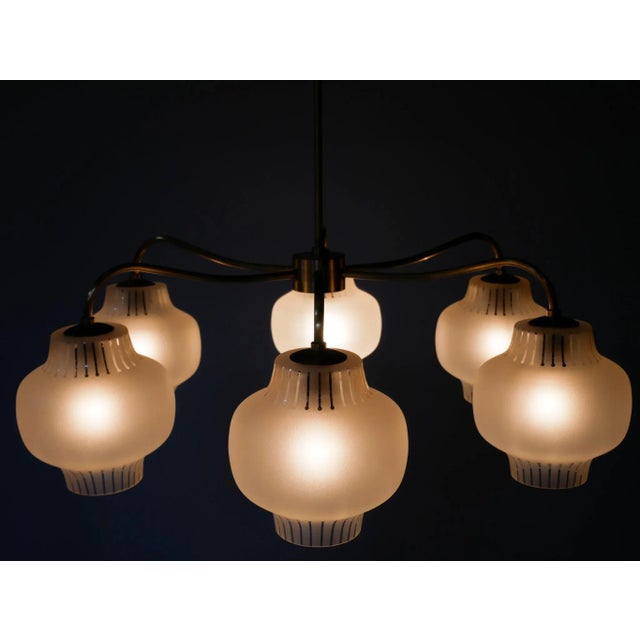 Scandinavian Modern Swedish 6-Arm Ceiling Lamp, 1950s For Sale - Image 11 of 15