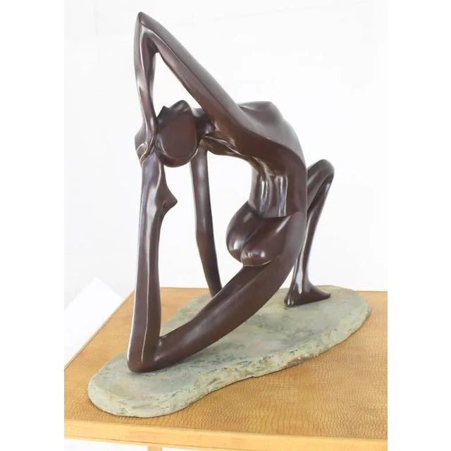 Mid 20th Century Vintage Mid Century Abstract Sculpture of Stretching Nude Gymnast For Sale - Image 5 of 8