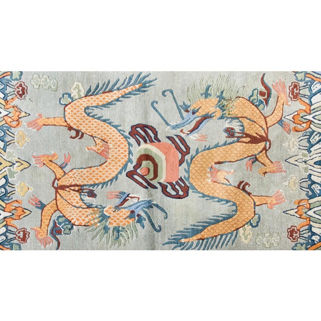 Vintage Tibetan Double-Dragon Rug For Sale - Image 12 of 15