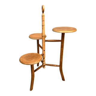 Mid-Century Bamboo Plant Stand/Side Table For Sale