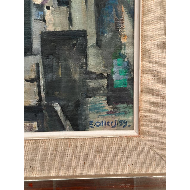 Edvin Ollers, White Blossom in Black Vase, 1959, Oil on Canvas, Framed For Sale - Image 18 of 18