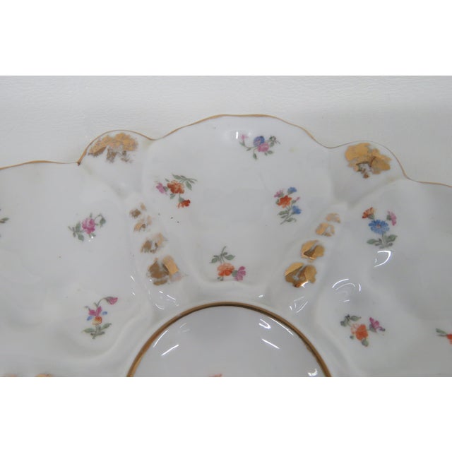 Late 20th Century Porcelain Snack Dish Divided Oyster Serving Plate a Pair 4579b For Sale - Image 5 of 14
