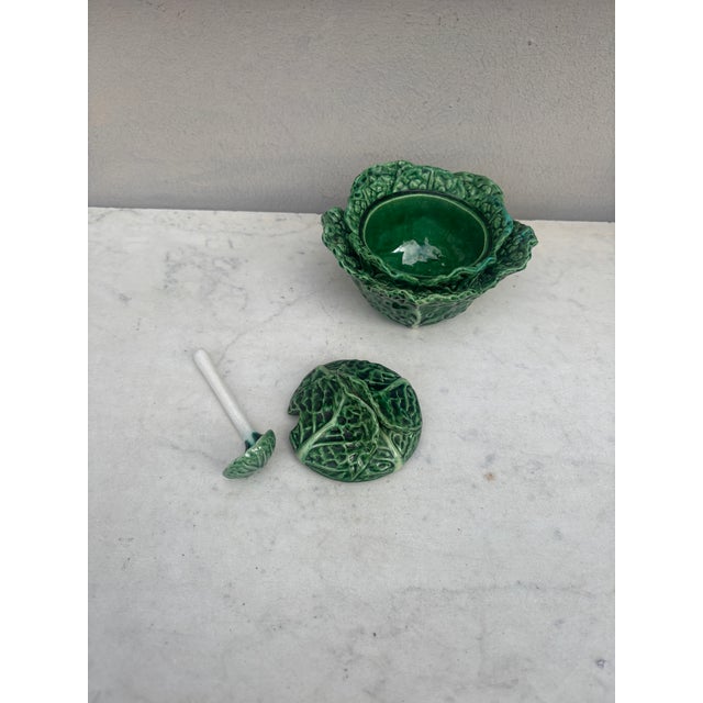 Small Portuguese Majolica Cabbage Tureen Aires C. Leal Caldas da Rainha circa 1950.