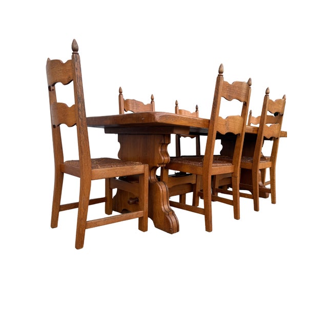 Vintage Solid Oak Trestle Dining Table For Sale - Image 10 of 10
