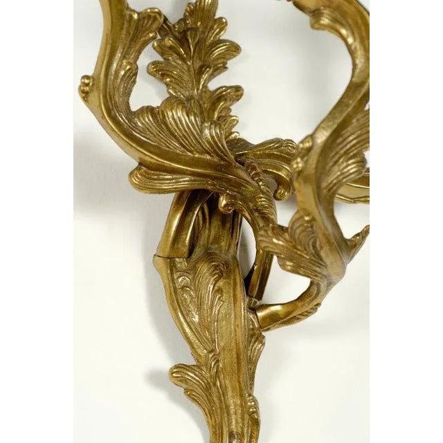 Bronze Louis XV Style Three Candle Sconces - a Pair For Sale - Image 4 of 7