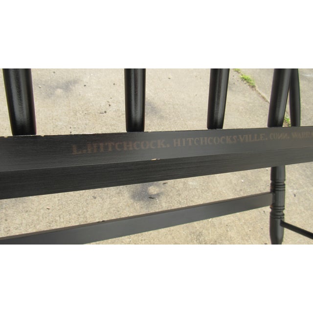 Hitchcock Black Farmhouse Bench Signed Designer For Sale - Image 6 of 9