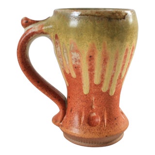 Signed Studio Art Pottery Drip Glaze Mug For Sale