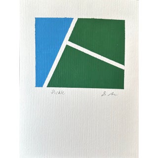 Erin Simon Original "Pickle” Abstract Acrylic Painting on Paper For Sale