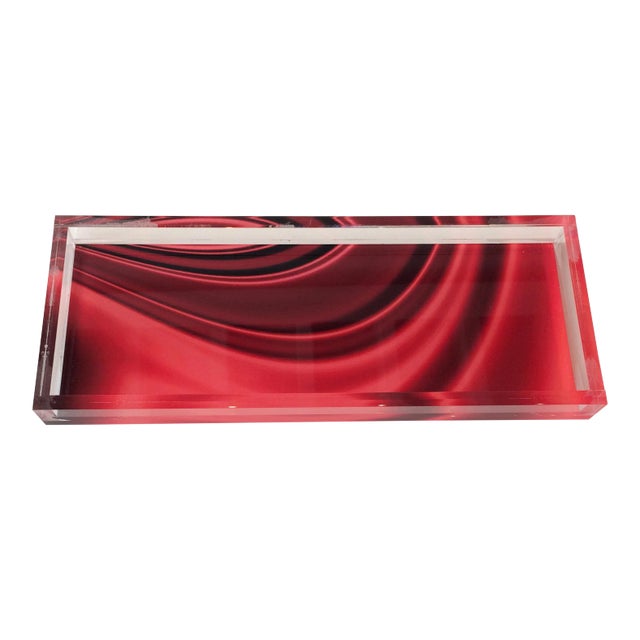 Lucite Red Drapery Tray For Sale