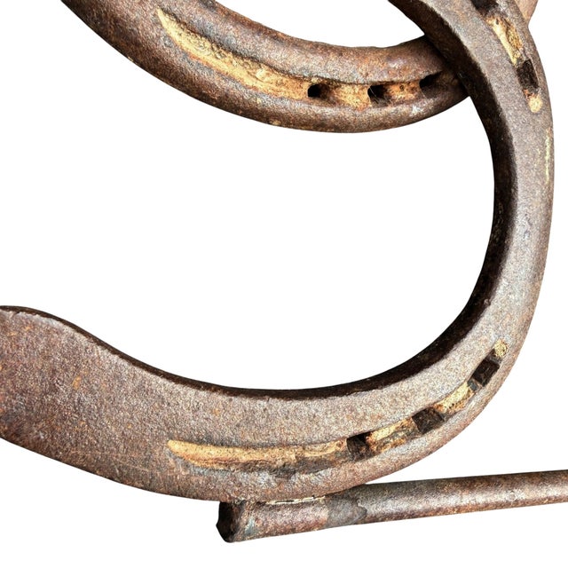 Metal "Bar" Sign Made From Horseshoes and Railroad Spikes For Sale - Image 7 of 11