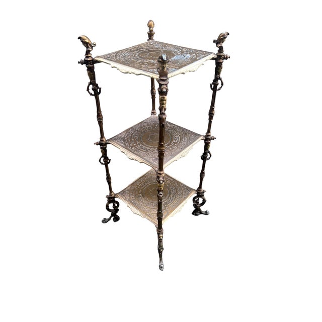 Brass Iron Figural Brass Tone Victorian Pedestal For Sale - Image 8 of 17