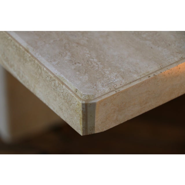 1980s Mid-Century Italian Postmodern Beige Marble Dining Table For Sale - Image 12 of 18