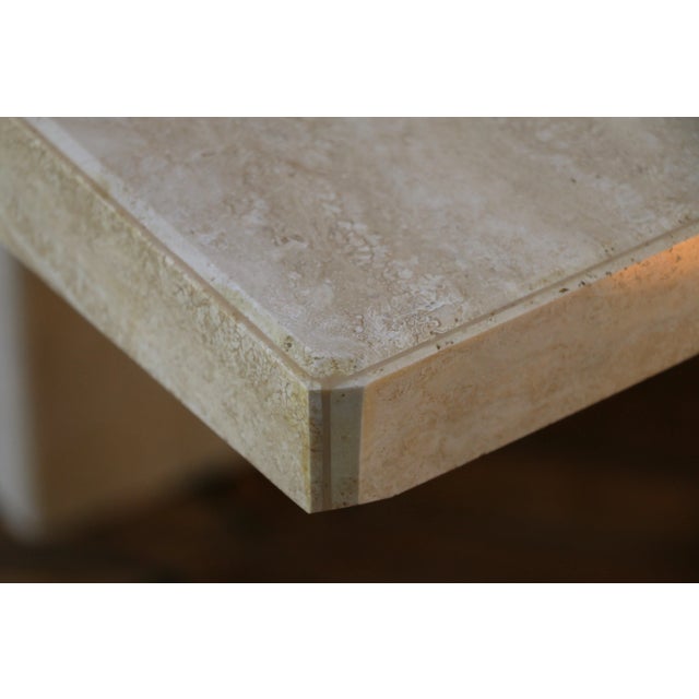 1980s Mid-Century Italian Postmodern Beige Travertine Dining Table by Stone International For Sale - Image 12 of 18