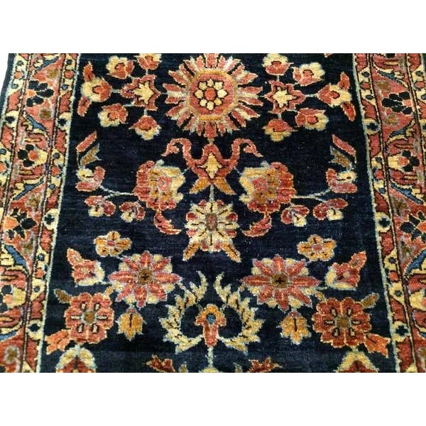 Early 1900s Persian Lilian Runner, Handwoven Allover Floral Design, Navy & Red, 3’ X 7’ For Sale - Image 12 of 12