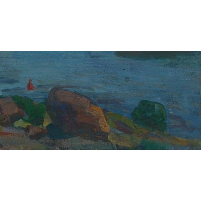 1970s River Painting Landscape Antique Oil Painting Original Soviet Art Ukrainian Artist 40-82 For Sale - Image 6 of 6