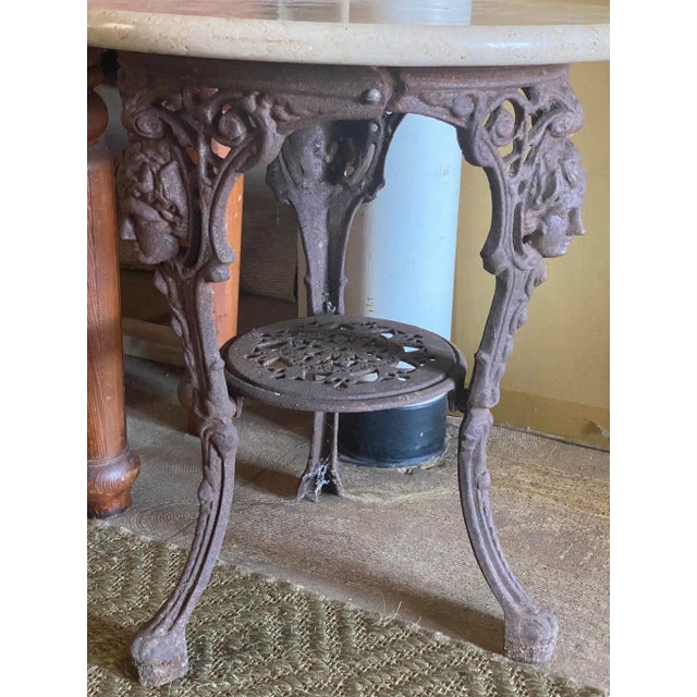 Metal Early 1900s Antique English Pub Table W Stone Top For Sale - Image 7 of 13