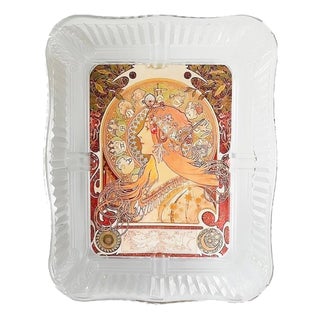 Vintage Art Nouveau Glass Picture Frame in Crystal, 1980s For Sale