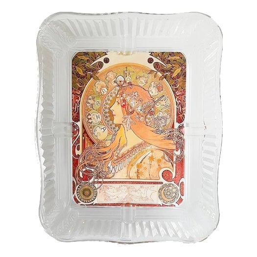 Vintage Art Nouveau Glass Picture Frame in Crystal, 1980s For Sale