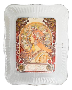 Vintage Art Nouveau Glass Picture Frame in Crystal, 1980s