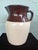 Farmhouse Vintage American Two-Tone Pottery Water Jug Pitcher in Brown & Cream Glaze For Sale - Image 3 of 8
