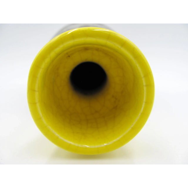 Ceramic Mid Century Jaru of California Yellow & Brown Lava Drip Glaze Vase For Sale - Image 7 of 12