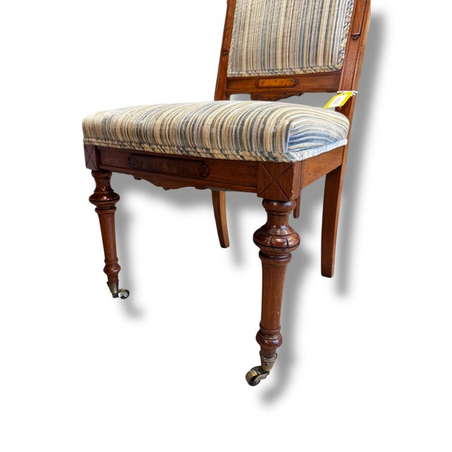 Vintage Striped Side Chair For Sale - Image 4 of 6