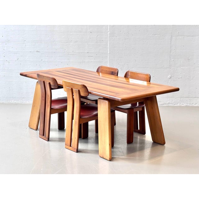 Sapporo Dining Table and Chairs in Walnut by Mario Marenco for Mobilgirgi, Italy, 1970s, Set of 5 For Sale - Image 4 of 16