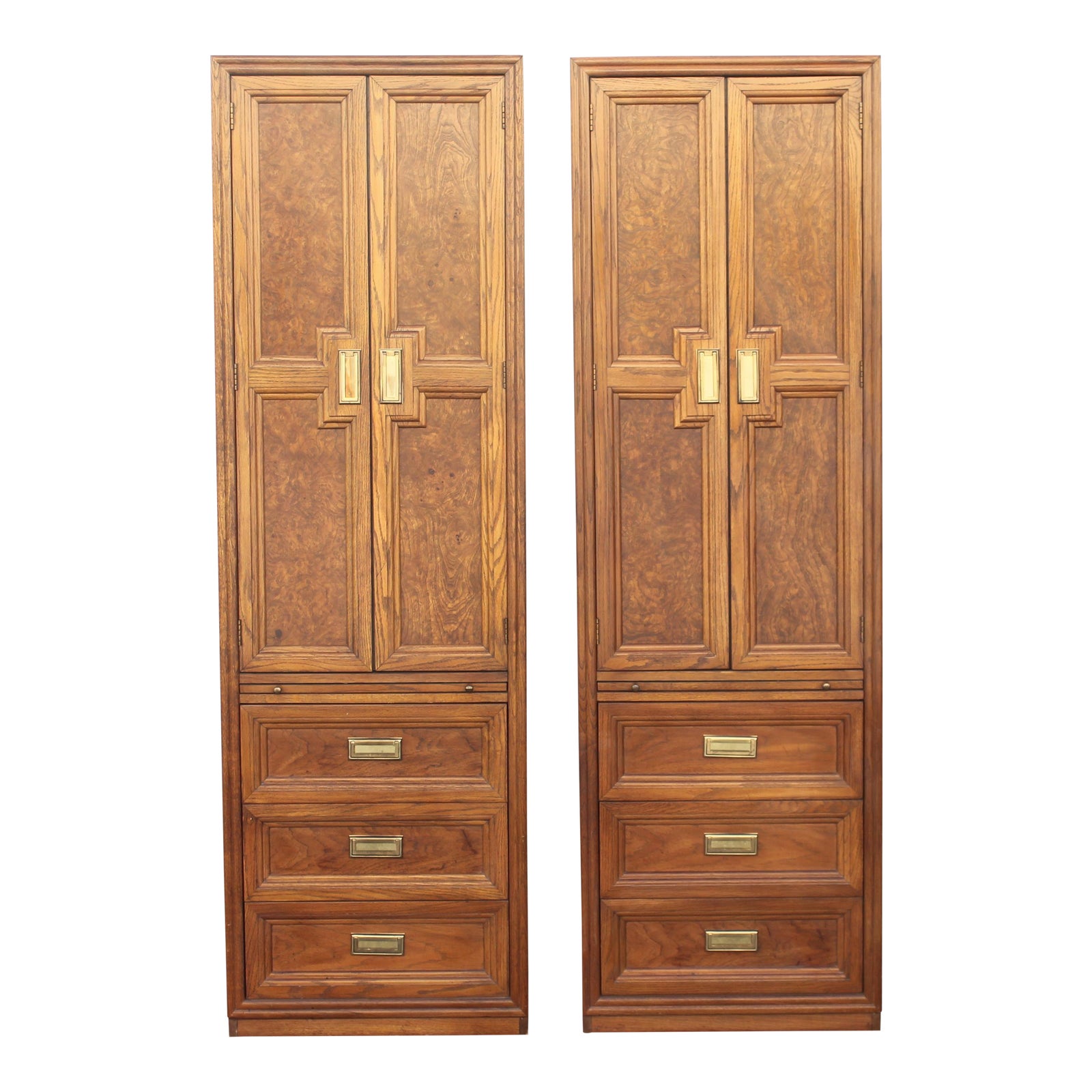 MidCentury Modern Armoires/ Wardrobes Campaign Style a Pair Chairish