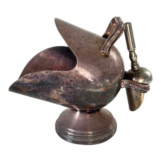 Vintage Silver-Plated Sugar Scuttle With Matching Scoop For Sale