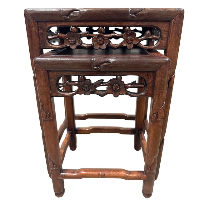 Early 20th Century Antique Chinese Nest of Four Nesting Tables, Hand-Crafted For Sale - Image 15 of 16