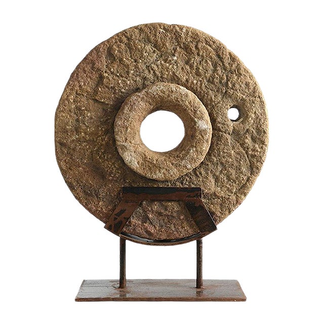 Stone Wheel on Iron Stand, 1890s For Sale