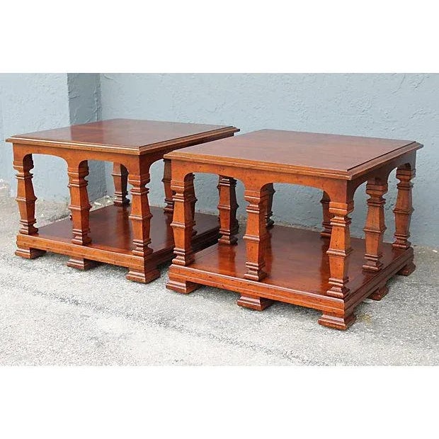 1960s Carved & Detailed Wood End Tables - A Pair For Sale - Image 5 of 9
