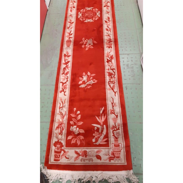1970s, Handmade Vintage Art Deco Chinese Runner 2.3' X 12.8' For Sale - Image 4 of 8
