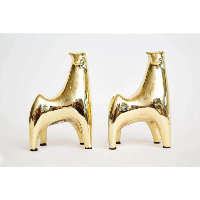 Vintage Norman Bleckner Stickered Brass Bull Bookends Pair Of For Sale - Image 12 of 12