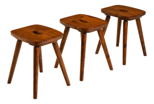 Stools in Stained Pine, 1960s, Set of 3