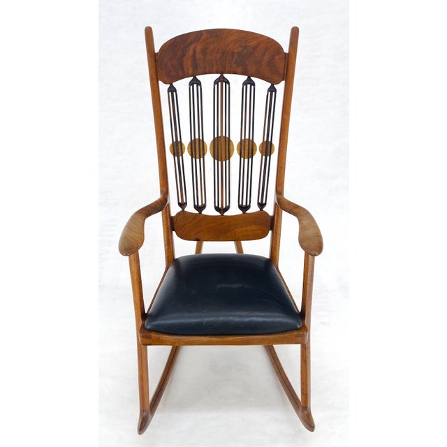 Artist Signed Studio Made Solid Oiled Walnut Arm Rocking Chair MINT.