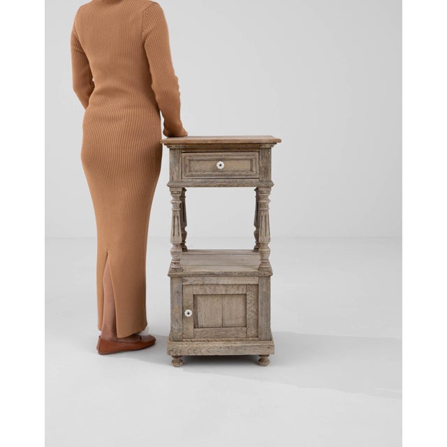 1900s Belgian Bleached Oak Bedside Table For Sale - Image 18 of 18