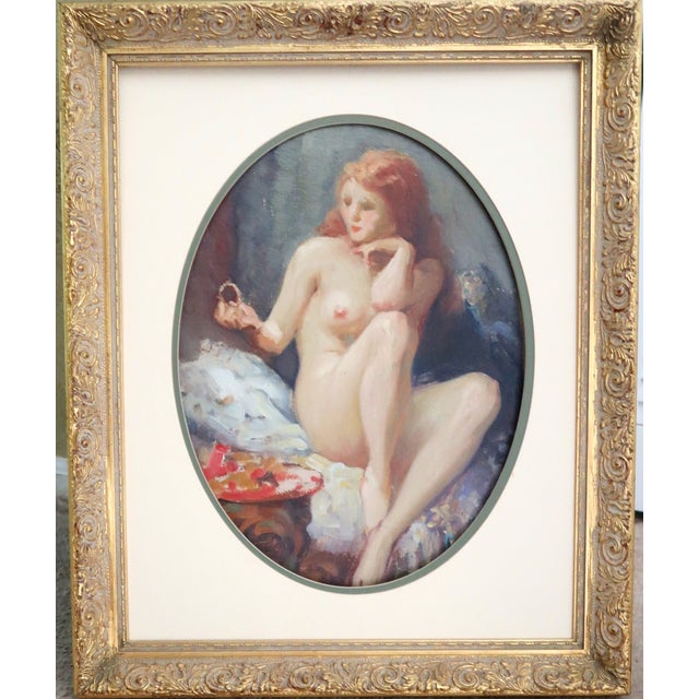 Mid 20th Century Joseph Tomanek, (Czechoslovakian/American 1889-1974) Oil on Artist Board "Nude With Red Hair" - Signed For Sale - Image 10 of 13