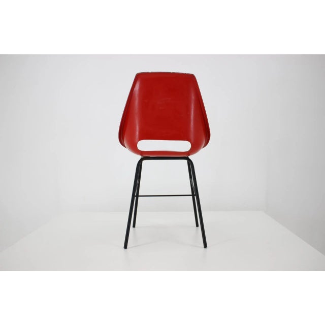 Czechoslovakian Red Fiberglass Dining Chairs, 1960s, Set of 3 For Sale - Image 3 of 7