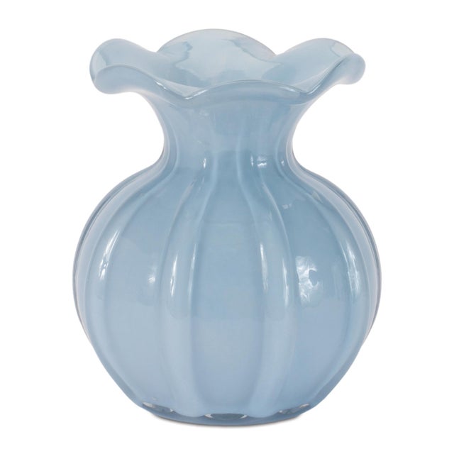 Add a soft pop of color and graceful texture to your décor with this Scalloped Ribbed Glass Vase Set. Featuring a...