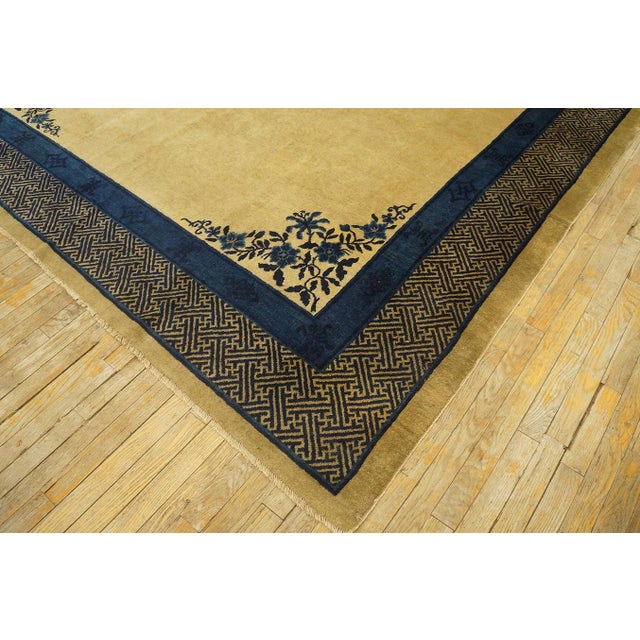 1900s Beige Field Open Field Medallion Classic Deco Antique Chinese Peking Rug For Sale In New York - Image 6 of 12