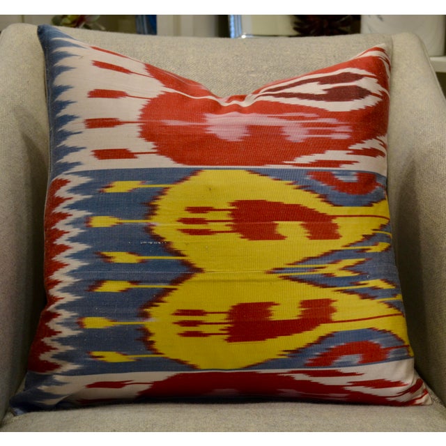 MultiColored Silk Ikat Throw Pillow Chairish