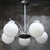 French Art Deco Nickel-Plated 5-Arm Chandelier with White Opaline Glass Globes For Sale - Image 6 of 11