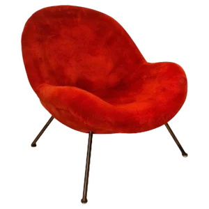 Egg Chair in Original Red Fabric by Fritz Neth, 1965