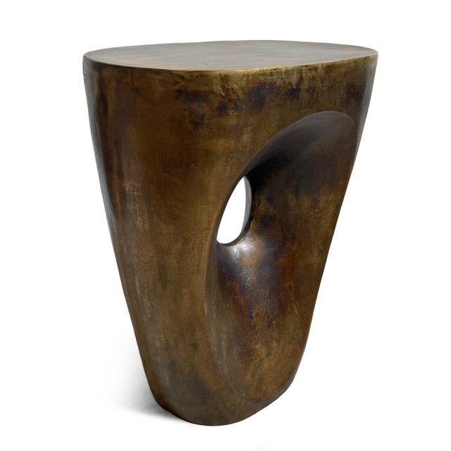 Modern Brass Bronzed Finish Hole Side Table For Sale - Image 4 of 8
