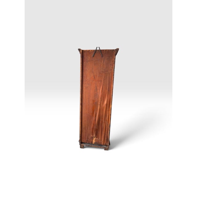 Antique Tall Wood Wall-Hanging Display Cabinet With Arched Wire Mesh Door For Sale - Image 9 of 9