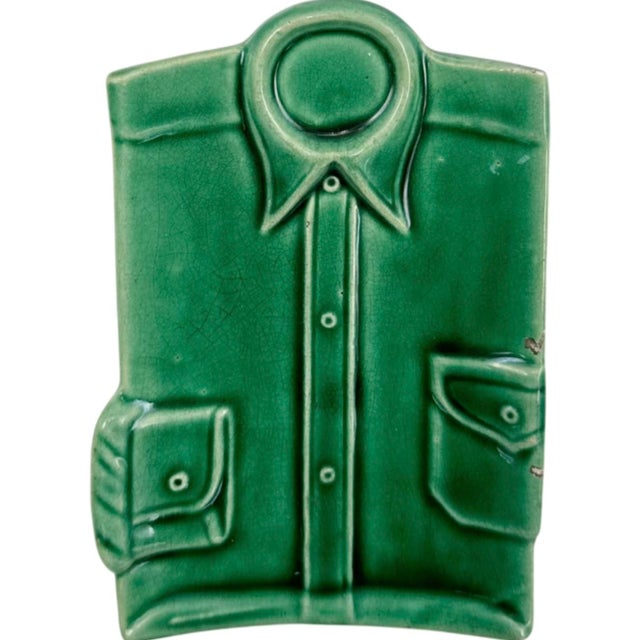 Vintage Green Shirt Ceramic Ashtray Catchall Dish For Sale - Image 4 of 12
